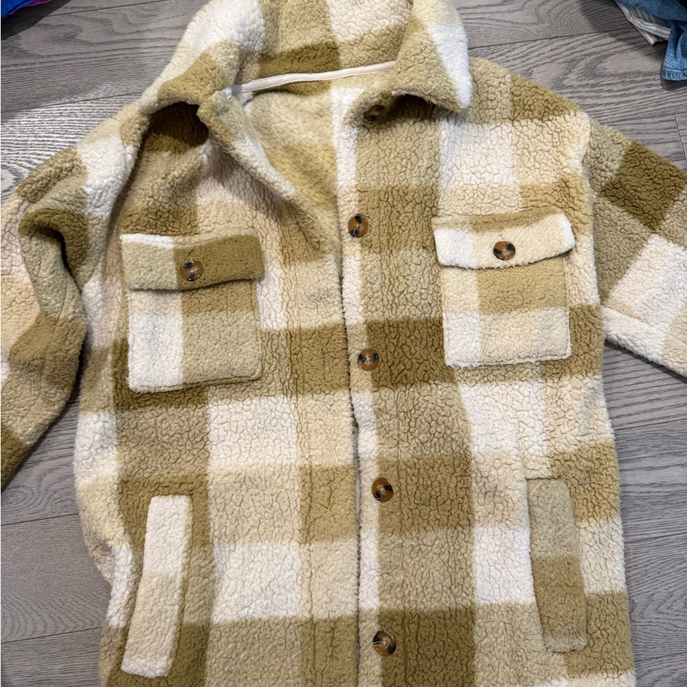 Billabong Fleece Jacket in Tan and Cream